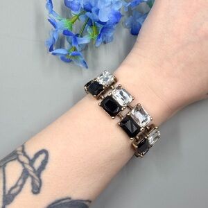 Chunky Black and White Crystal Vintage Tennis Bracelet